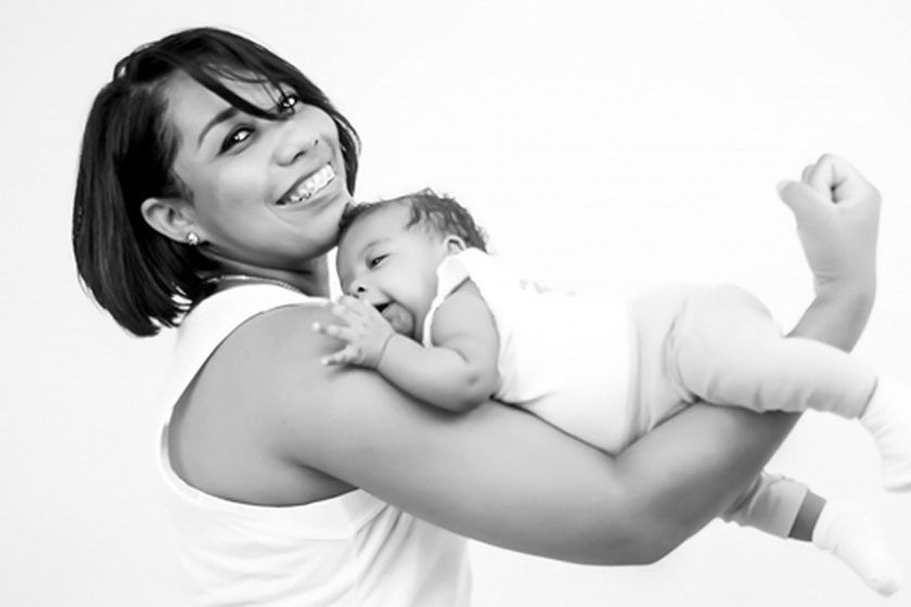 Woman holding a baby