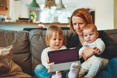 Woman with children